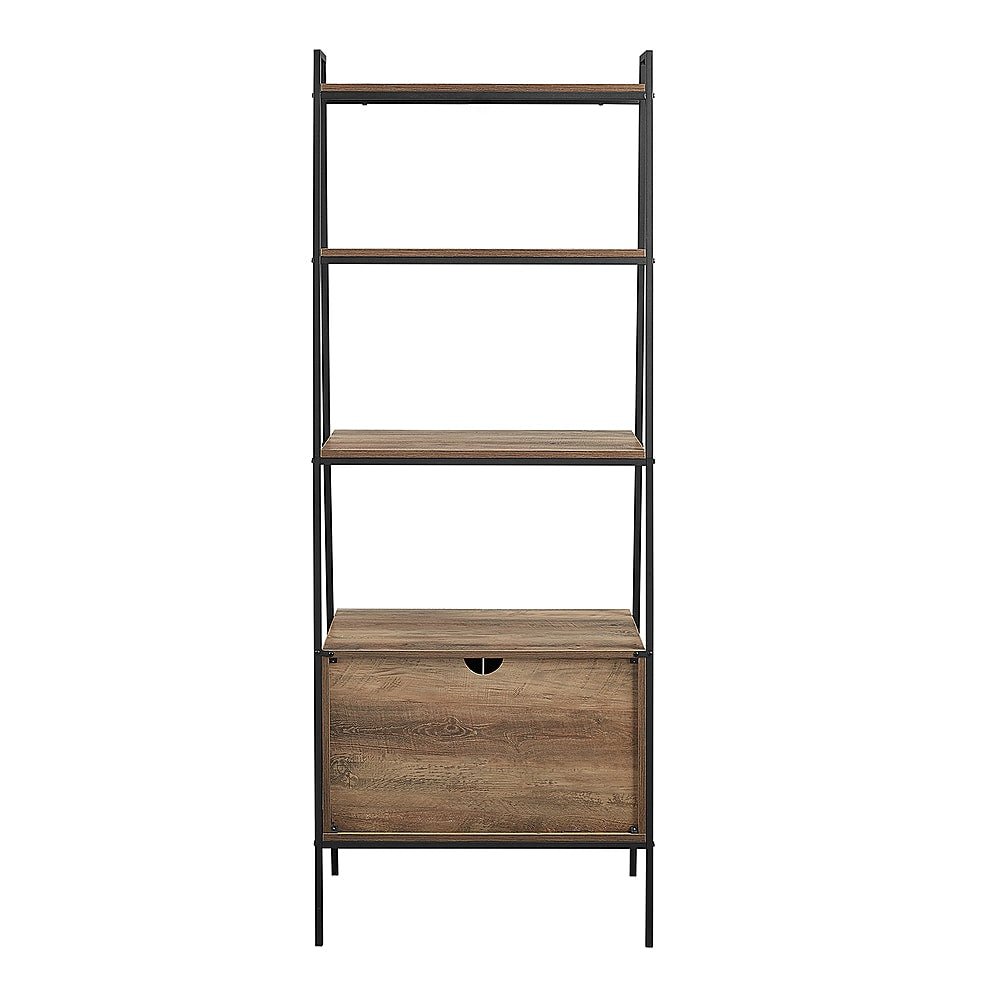 Walker Edison - 72" Industrial Ladder 5-Shelf Storage Bookcase - Rustic Oak_7