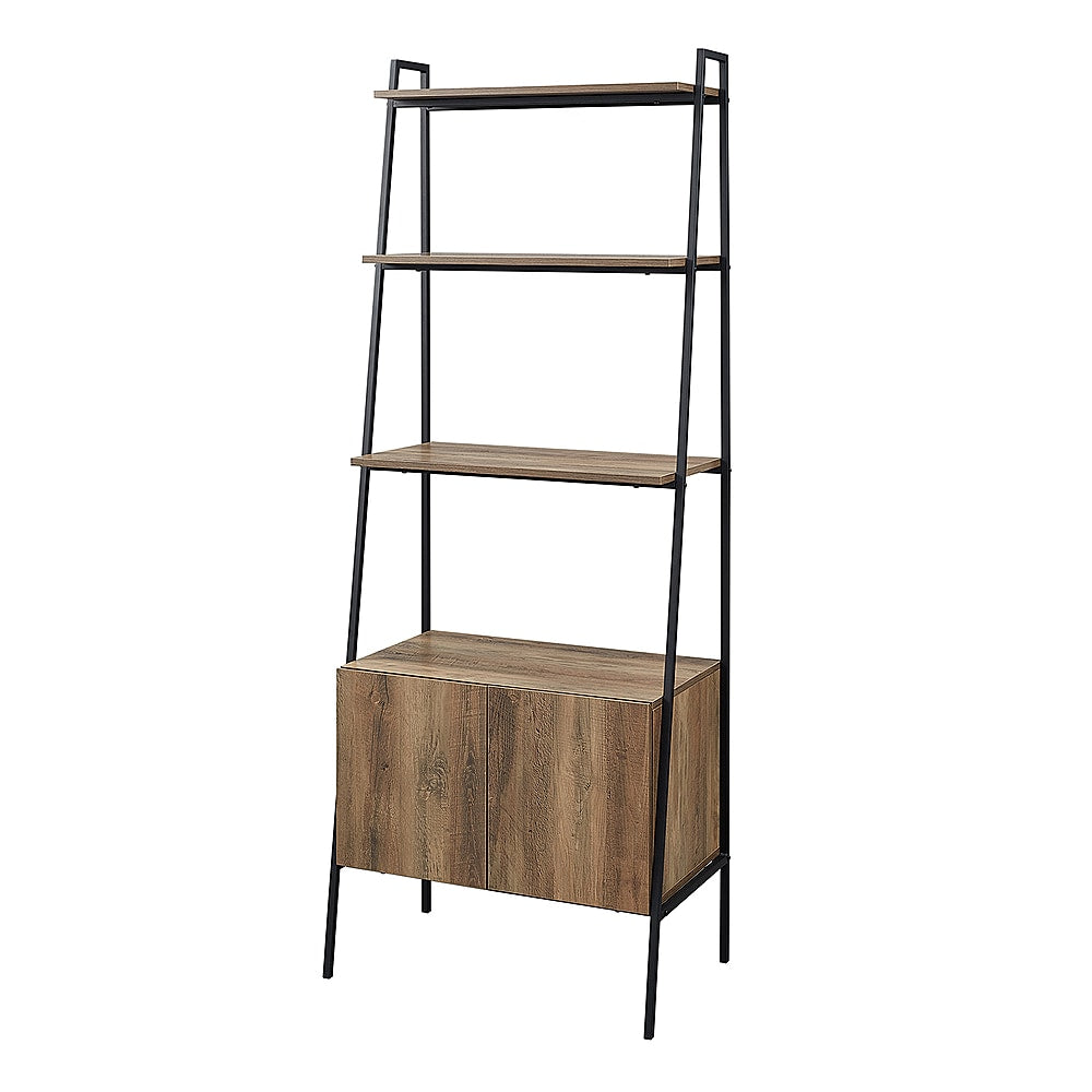 Walker Edison - 72" Industrial Ladder 5-Shelf Storage Bookcase - Rustic Oak_2
