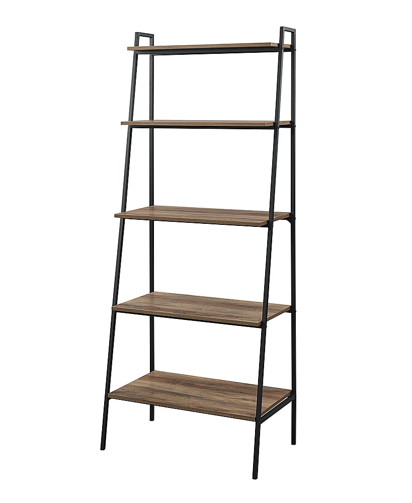 Walker Edison - 72" Industrial Ladder 5-Shelf Bookcase - Rustic Oak_1