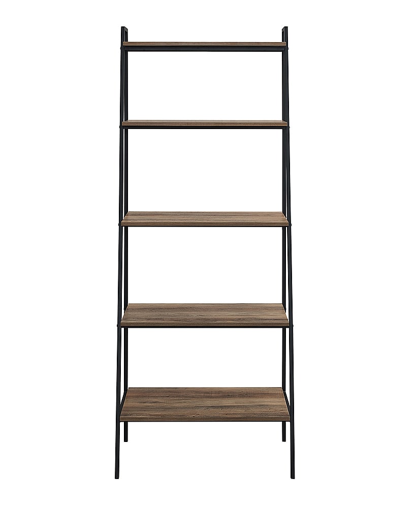 Walker Edison - 72" Industrial Ladder 5-Shelf Bookcase - Rustic Oak_0