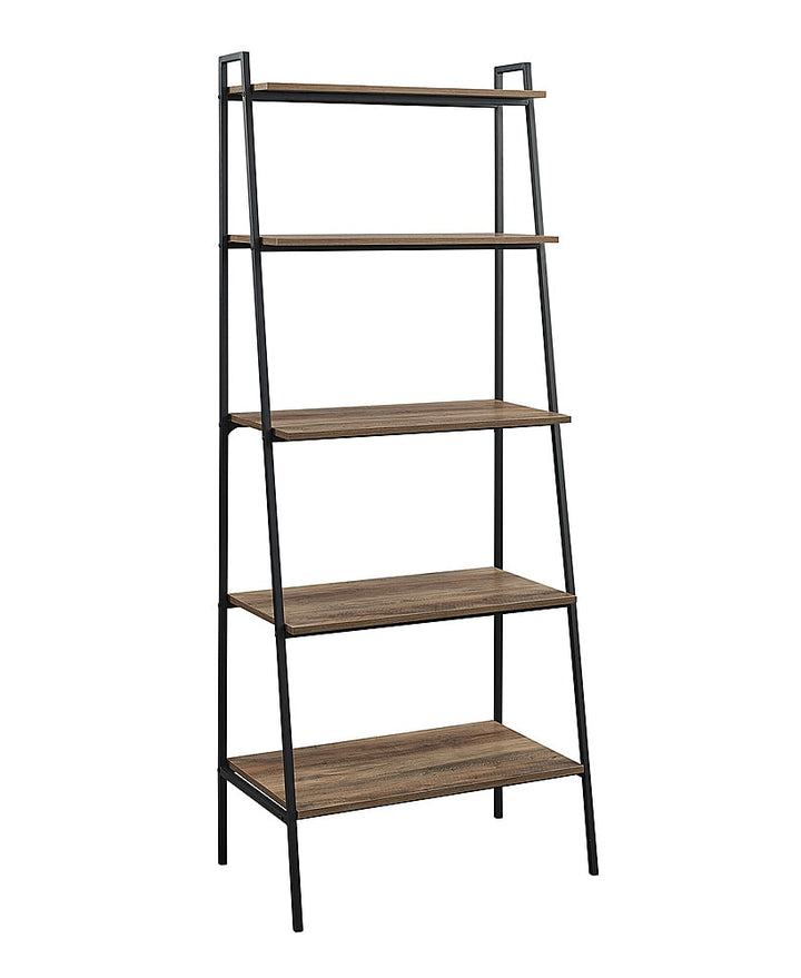 Walker Edison - 72" Industrial Ladder 5-Shelf Bookcase - Rustic Oak_2