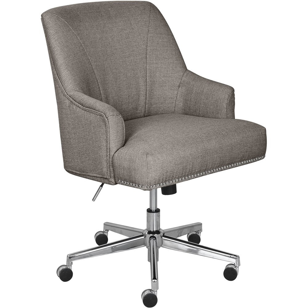 Serta - Leighton Modern Fabric & Memory Foam Home Office Chair - Soft Medium Gray_1