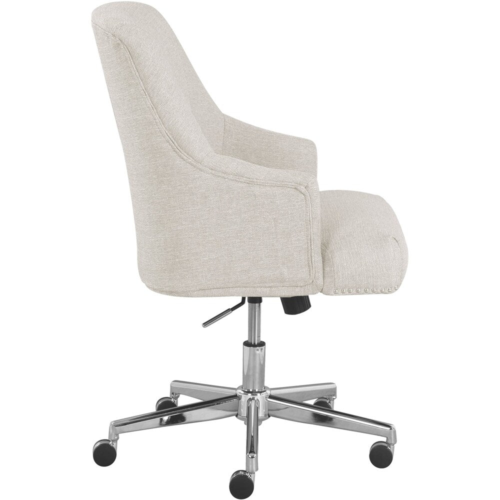 Serta - Leighton Modern Fabric & Memory Foam Home Office Chair - Cozy Ivory_1