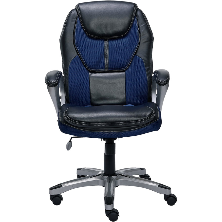 Serta - Works Mesh & Faux Leather Executive Chair - Blue_0