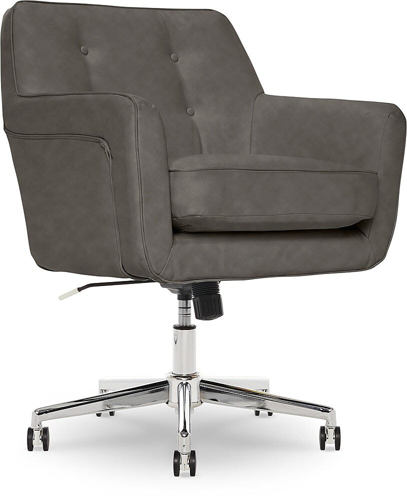 Serta - Ashland Bonded Leather & Memory Foam Home Office Chair - Gray_1