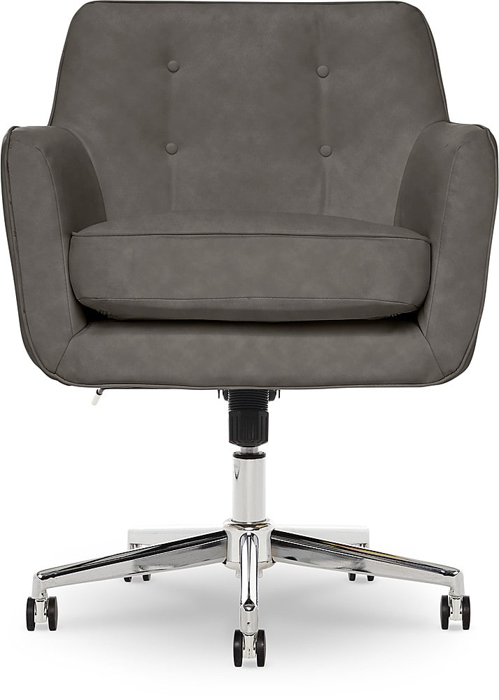 Serta - Ashland Bonded Leather & Memory Foam Home Office Chair - Gray_0
