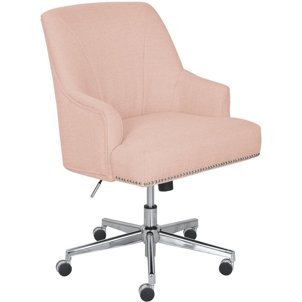 Serta - Leighton Modern Memory Foam & Twill Fabric Home Office Chair - Blush Pink_1