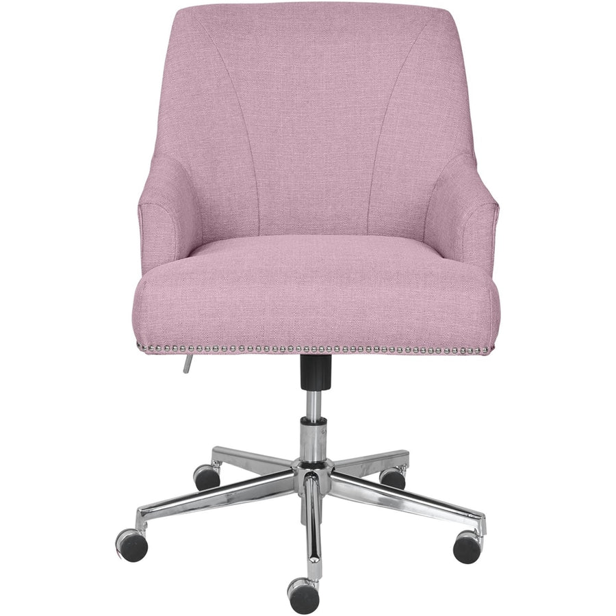 Serta - Leighton Modern Memory Foam & Twill Fabric Home Office Chair - Lilac_0