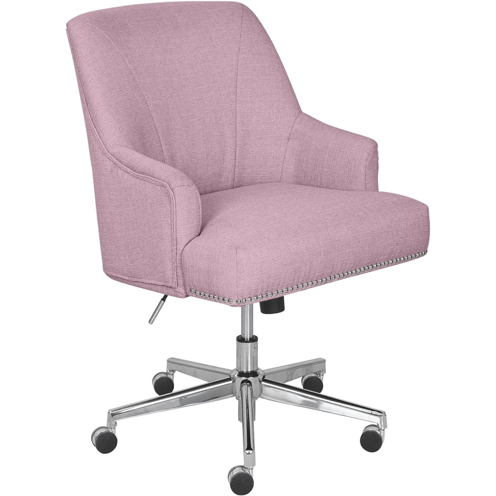 Serta - Leighton Modern Memory Foam & Twill Fabric Home Office Chair - Lilac_1