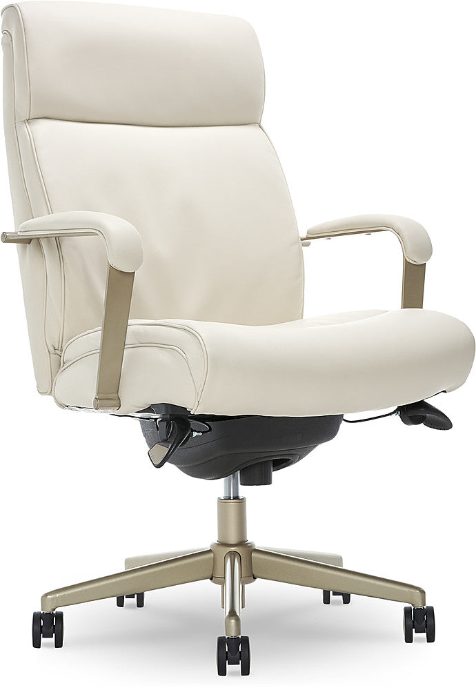 La-Z-Boy - Modern Melrose Executive Office Chair with Brass Finish - Ivory_0