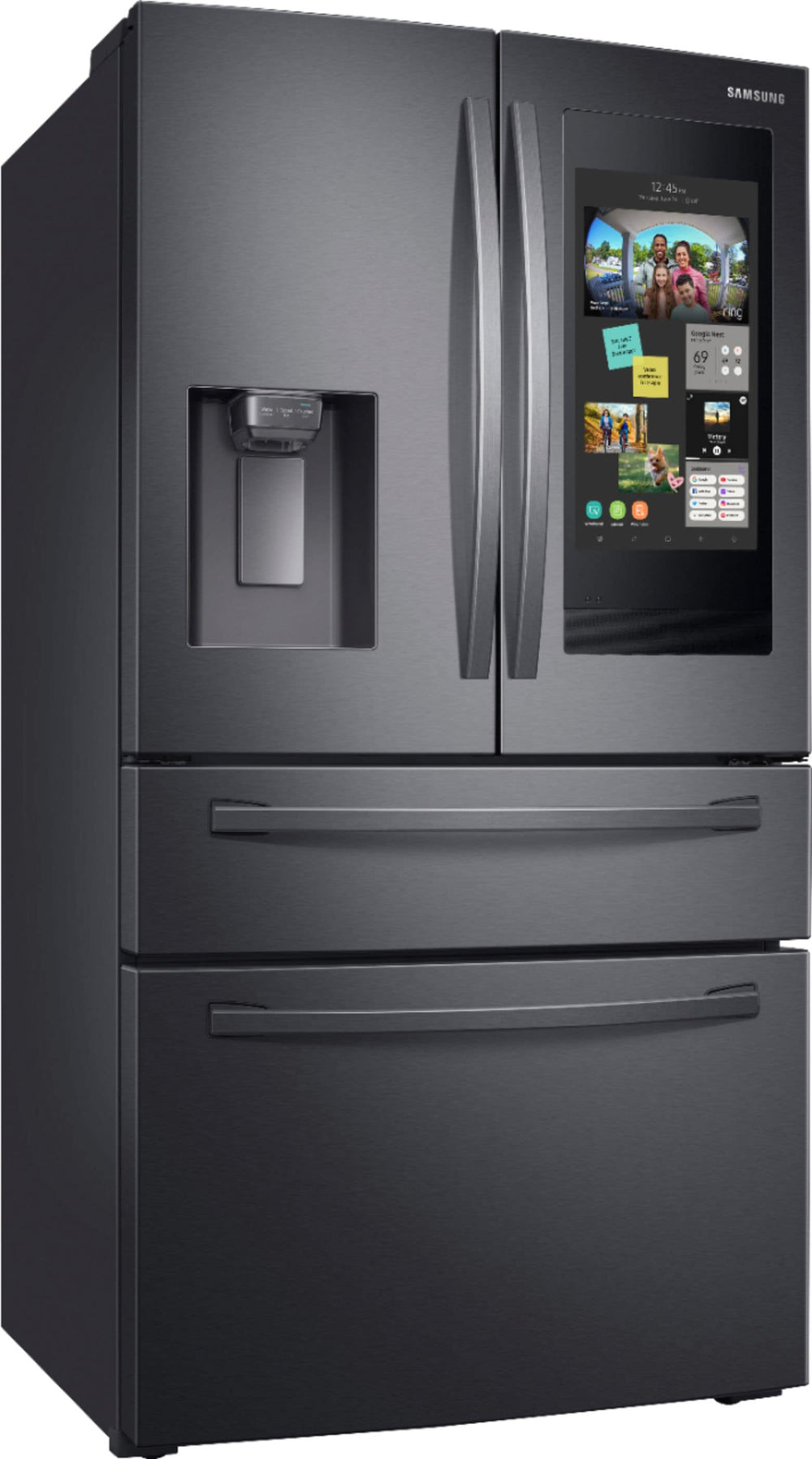 Samsung - Family Hub 27.7 Cu. Ft. 4-Door French Door  Fingerprint Resistant Refrigerator - Black stainless steel_1