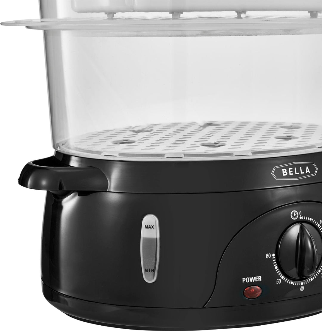 Bella - 9.5-Qt. 3-Tier Food Steamer - Black/Clear_3