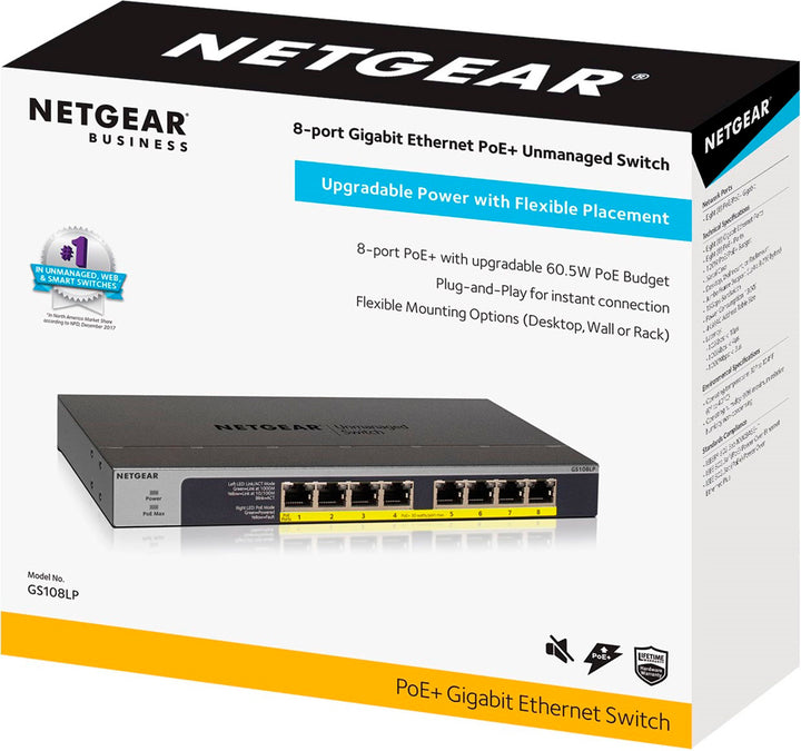 NETGEAR - 8-Port 10/100/1000 Gigabit Ethernet PoE/PoE+ Unmanaged Switch_2