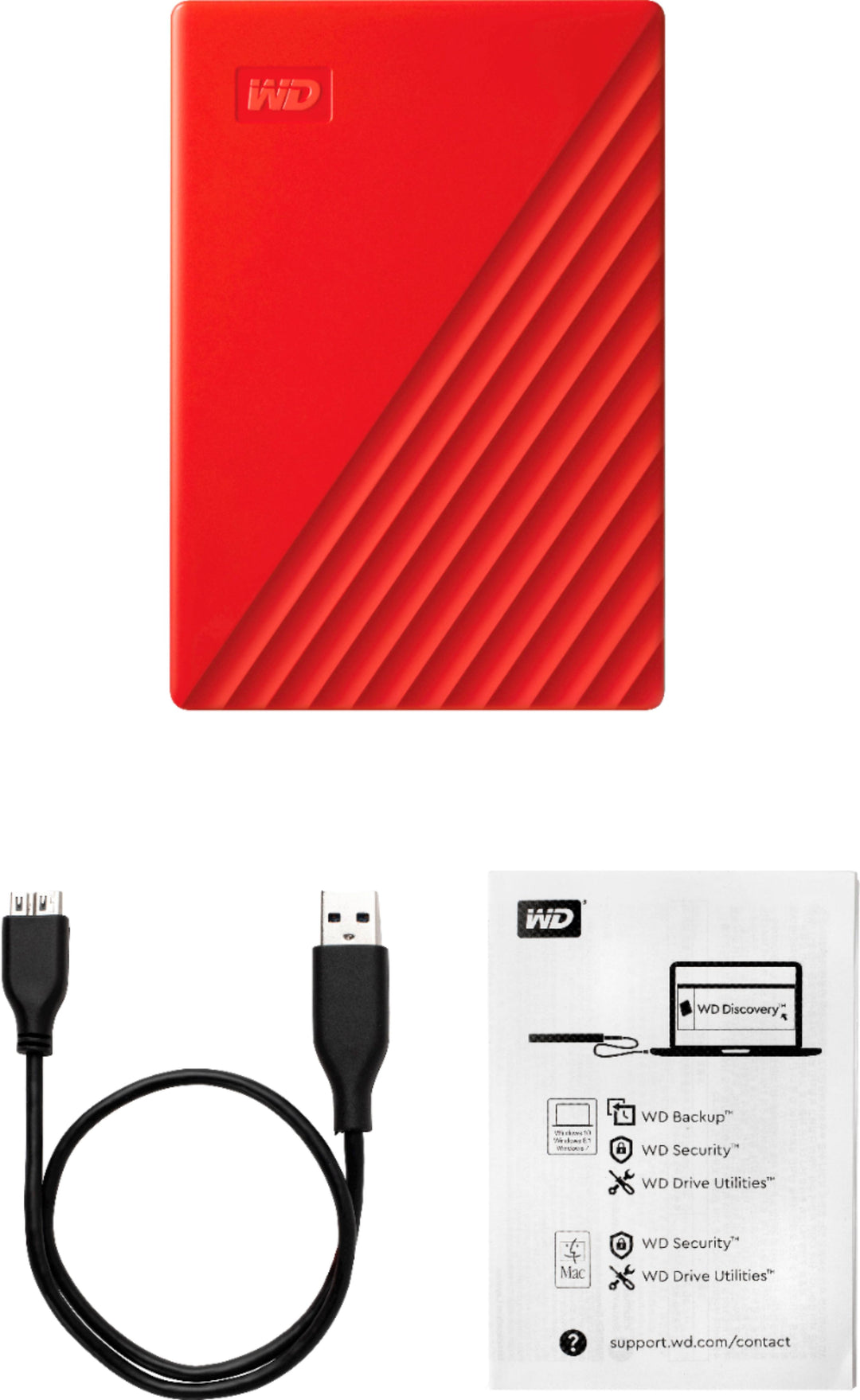 WD - My Passport 2TB External USB 3.0 Portable Hard Drive - Red_7