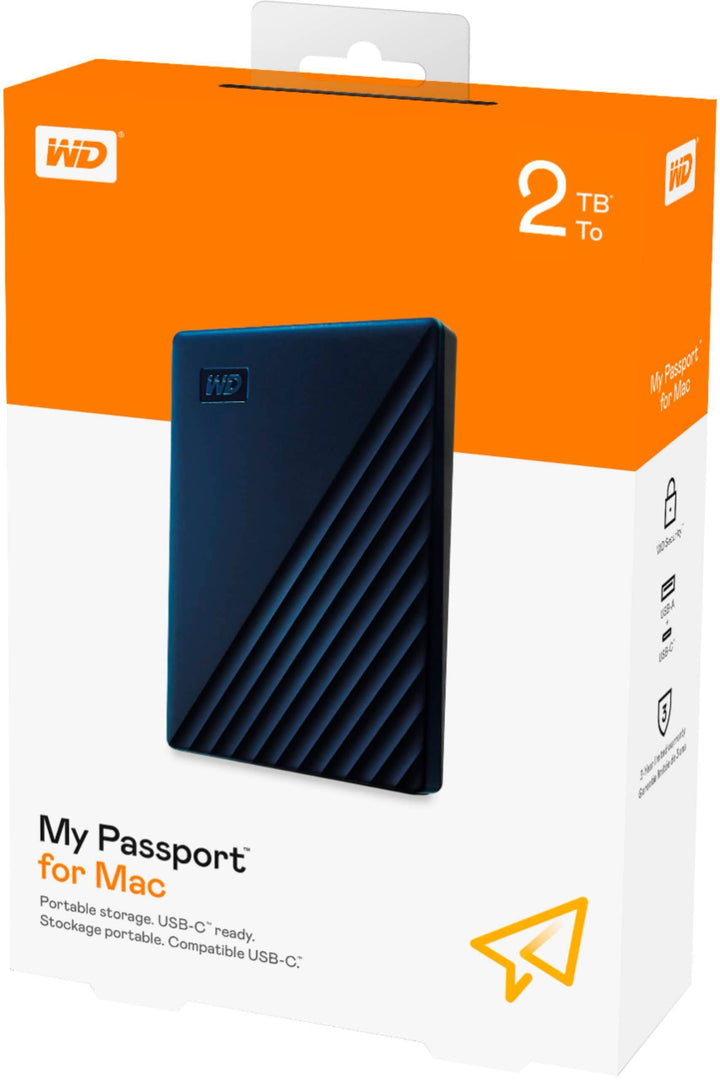 WD - My Passport for Mac 2TB External USB 3.0 Portable Hard Drive - Blue_8
