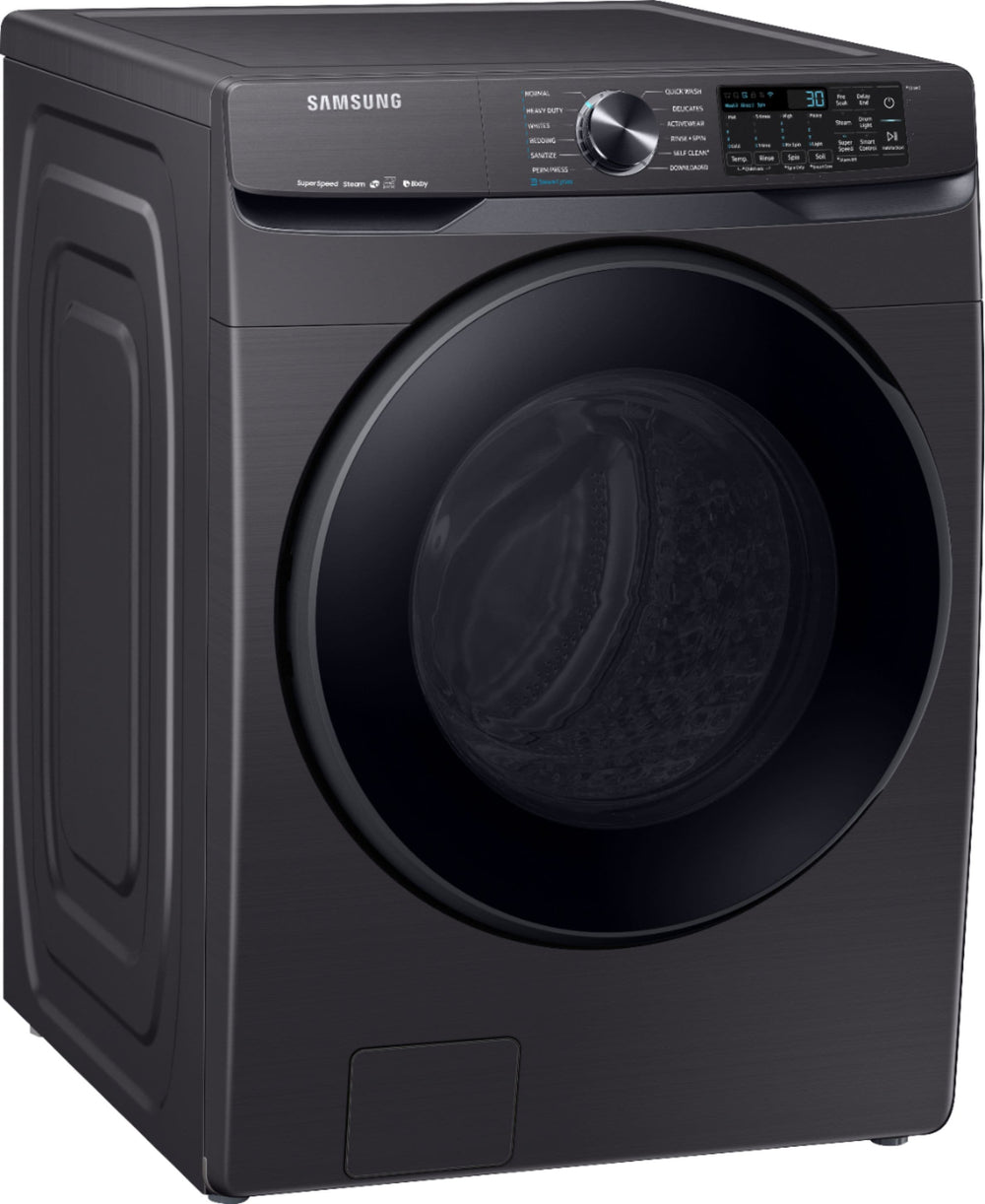Samsung - 5.0 Cu. Ft.  High Efficiency Stackable Smart Front Load Washer with Steam - Black stainless steel_1