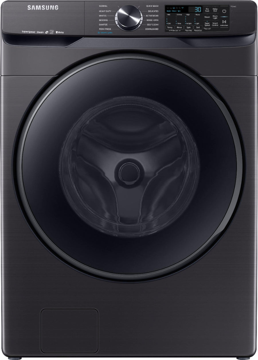 Samsung - 5.0 Cu. Ft.  High Efficiency Stackable Smart Front Load Washer with Steam - Black stainless steel_0