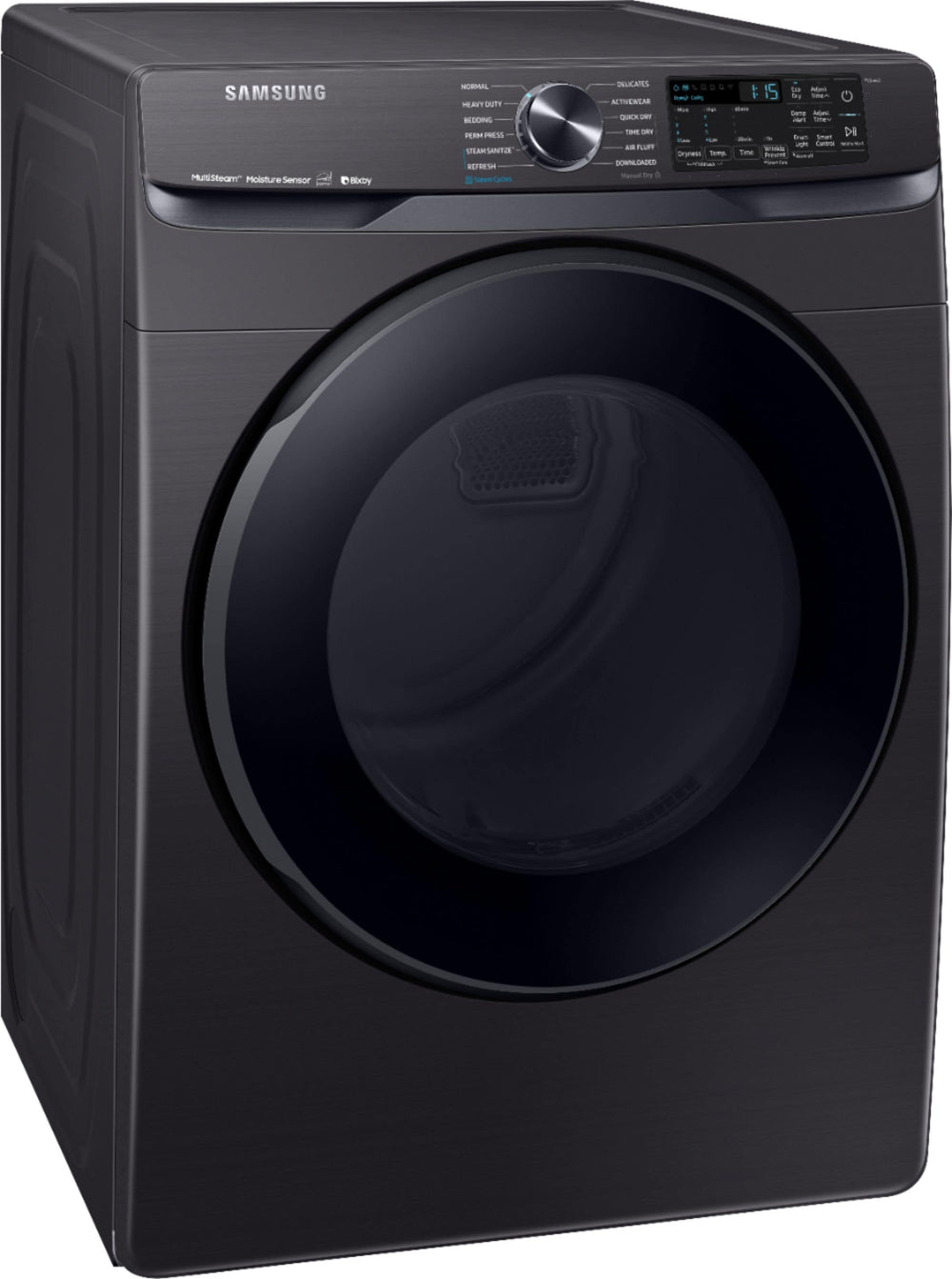 Samsung - 7.5 Cu. Ft. Stackable Smart Gas Dryer with Steam and Sensor Dry - Black stainless steel_1