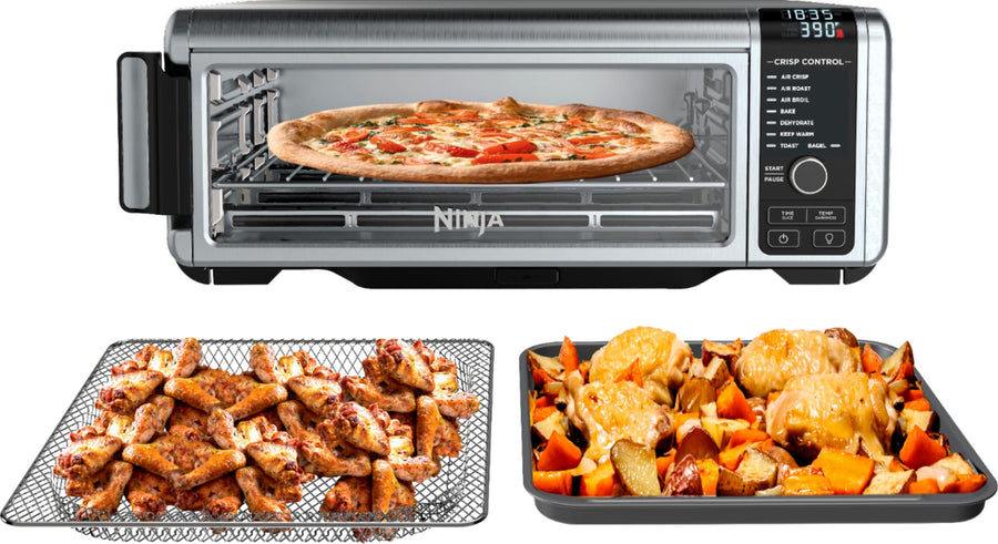 Ninja - Foodi 8-in-1 Digital Air Fry Oven, Toaster, Flip-Away Storage, Dehydrate, Keep Warm - Stainless Steel/Black_0