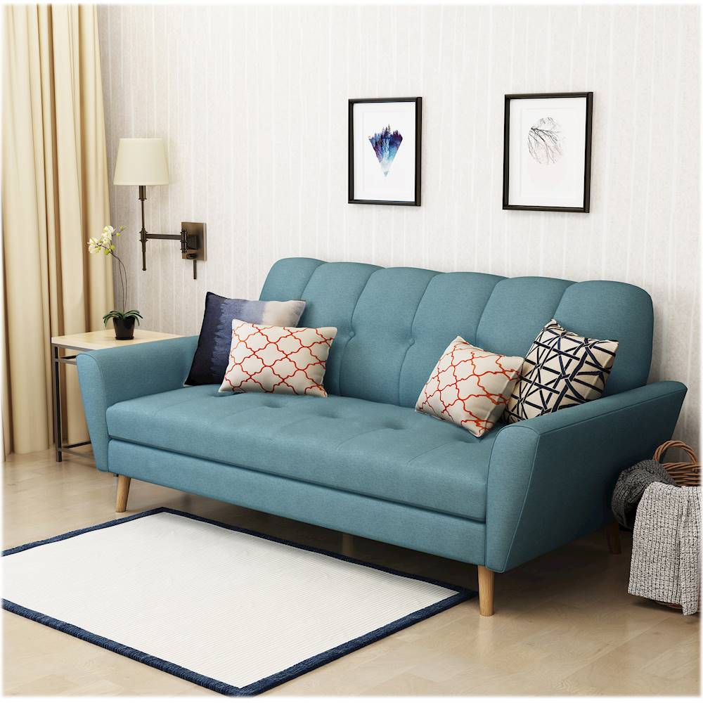 Noble House - Loomis 3-Seat Fabric Sofa - Blue_6