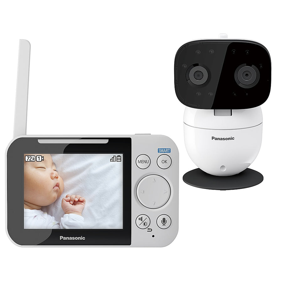 Panasonic - Secure Video Baby Monitor with Extra Long Range, Remote Pan/Tilt/Zoom, 2-Way Talk and Customizable Alerts - Black/White_0