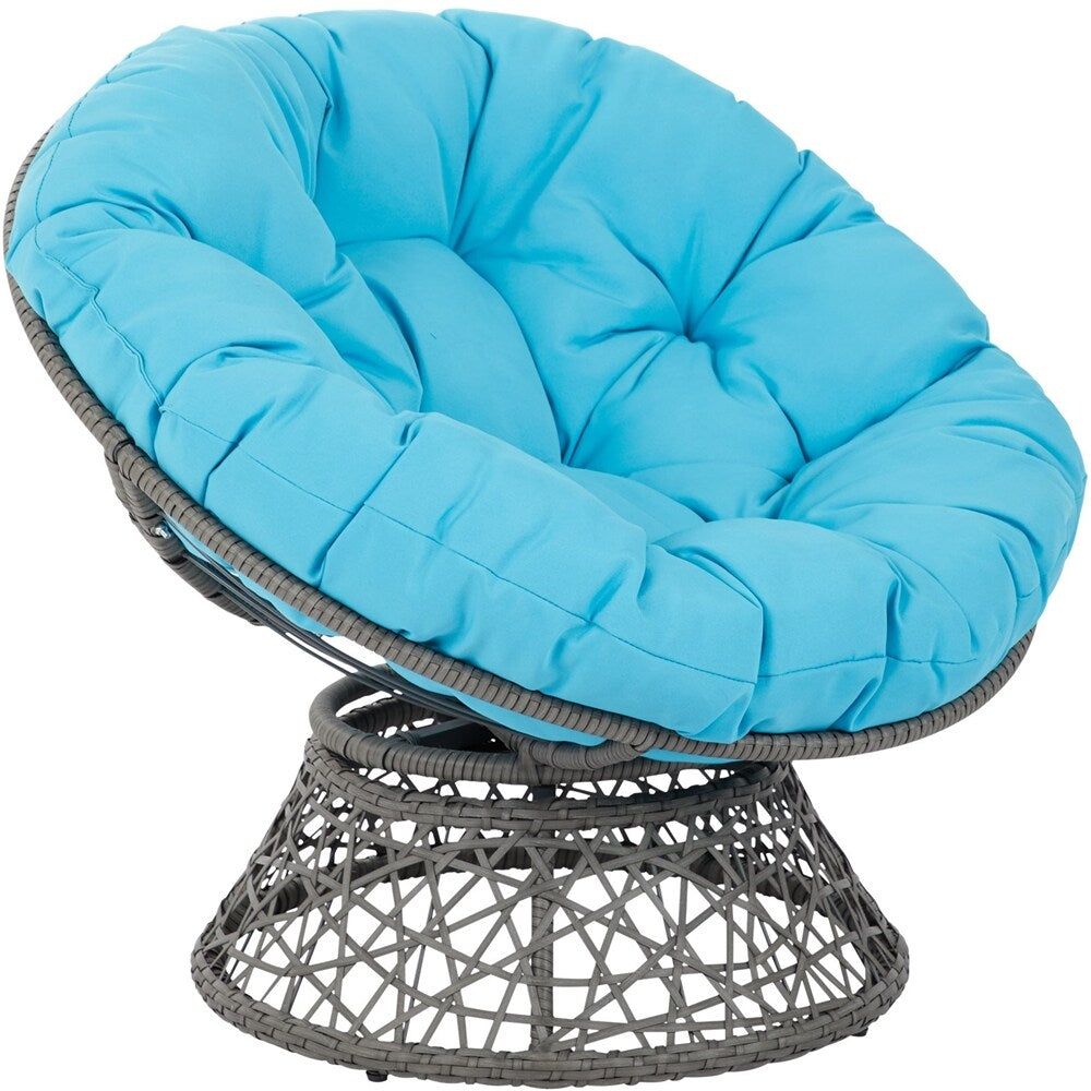 OSP Designs - Papasan Metal & Wicker Lounge Chair - Blue_1