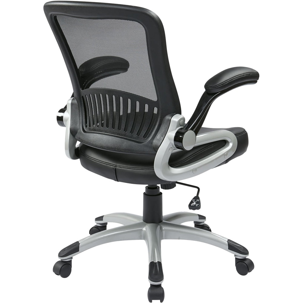 WorkSmart - EM Series Bonded Leather Office Chair - Black/Silver_1
