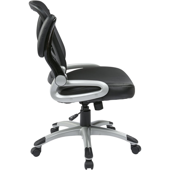 WorkSmart - EM Series Bonded Leather Office Chair - Black/Silver_3