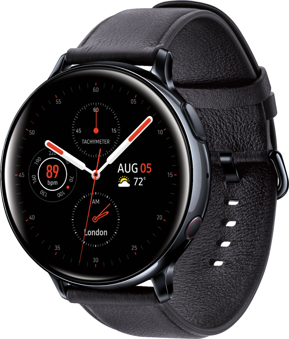 Samsung - Galaxy Watch Active2 Smartwatch 44mm Stainless Steel LTE (Unlocked) - Black_1