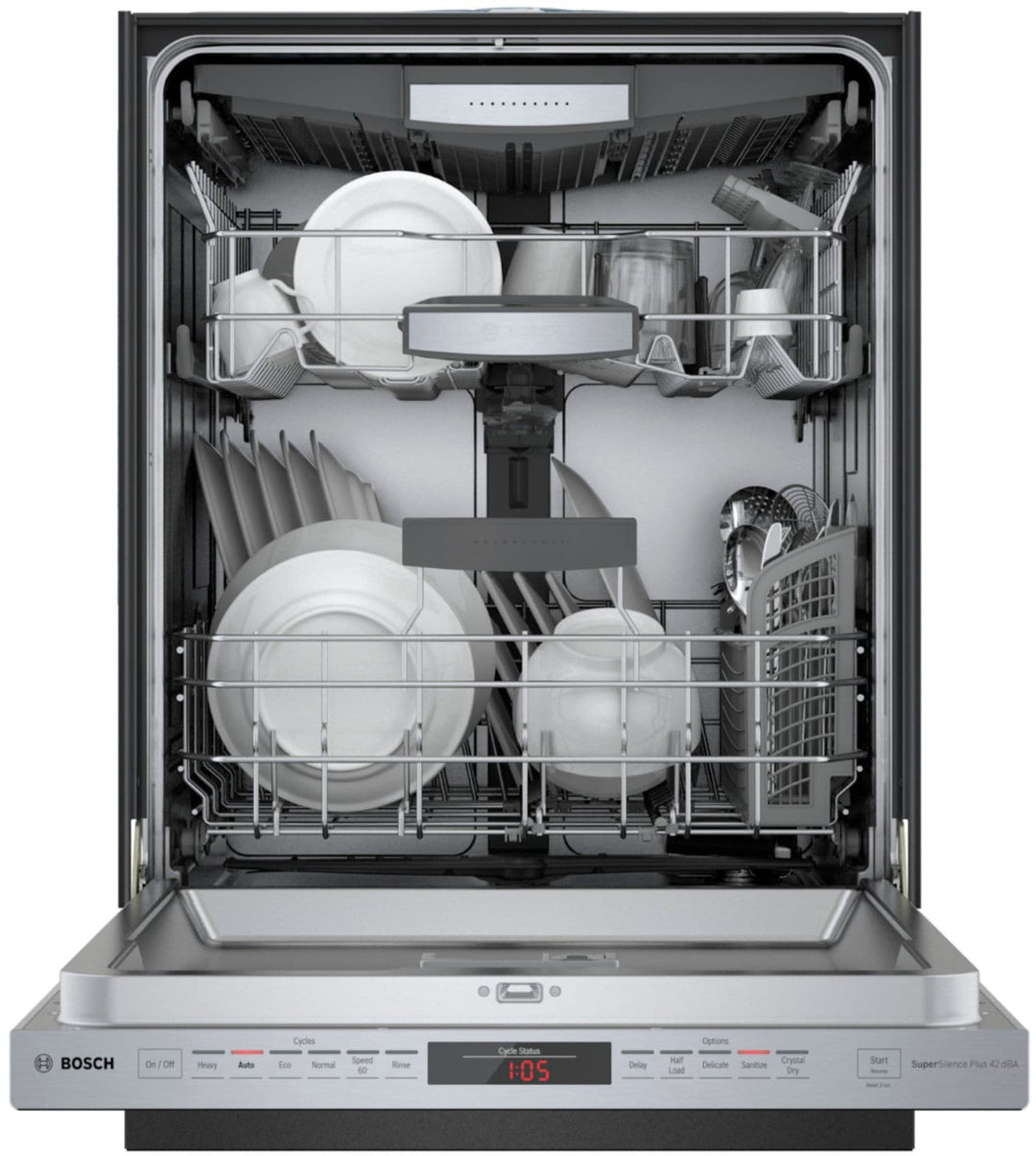 Bosch - 800 Series 24" Top Control Built-In Dishwasher with CrystalDry, Stainless Steel Tub, 3rd Rack, 42 dBa - Stainless steel_14