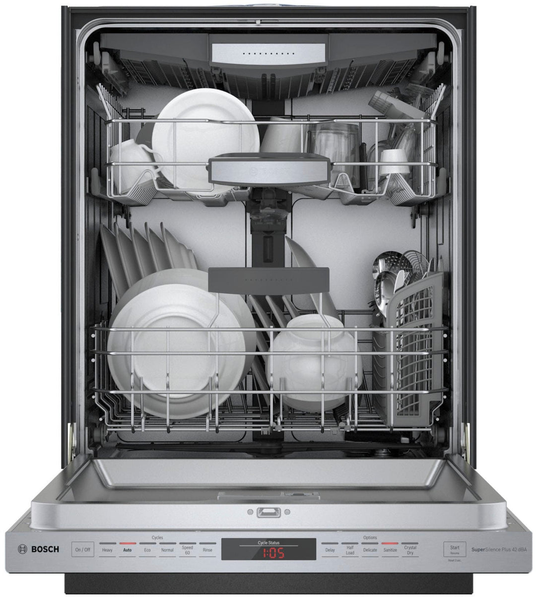 Bosch - 500 Series 24" Top Control Built-In Dishwasher with AutoAir, Stainless Steel Tub, 3rd Rack, 44 dBa - Stainless steel_5