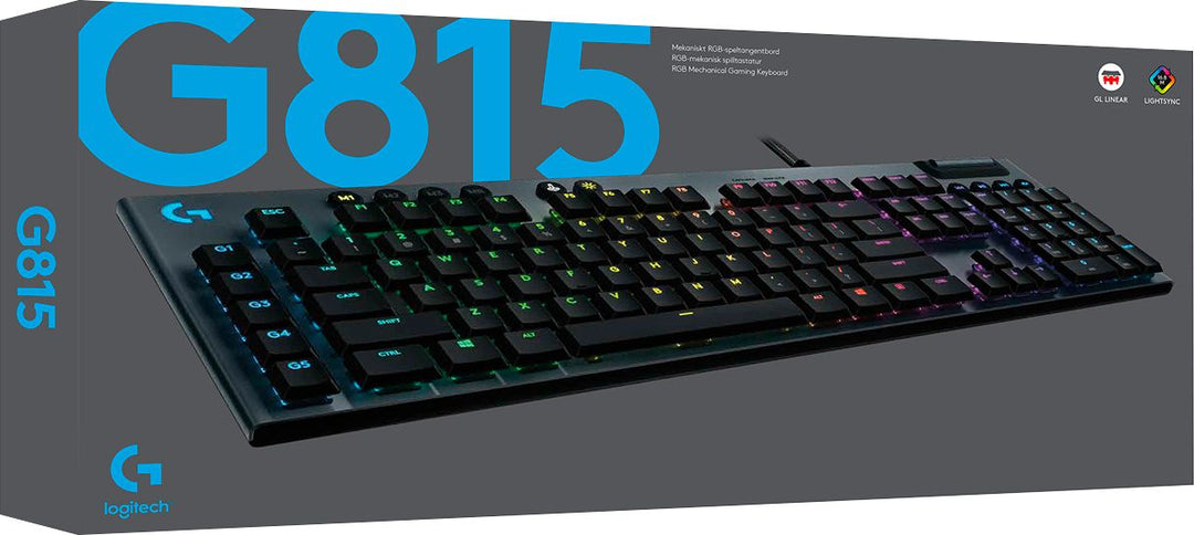 Logitech - G815 LIGHTSYNC Full-size Wired Mechanical GL Clicky Switch Gaming Keyboard with RGB Backlighting - Carbon_2