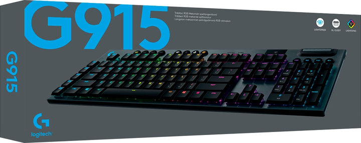 Logitech - G915 LIGHTSPEED Full-size Wireless Mechanical GL Clicky Switch Gaming Keyboard with RGB Backlighting - Black_7