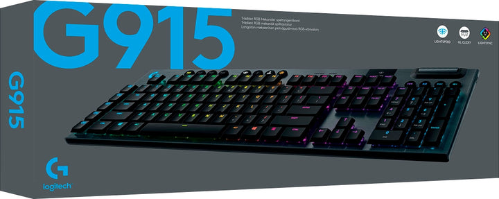 Logitech - G915 LIGHTSPEED Full-size Wireless Mechanical GL Clicky Switch Gaming Keyboard with RGB Backlighting - Black_5