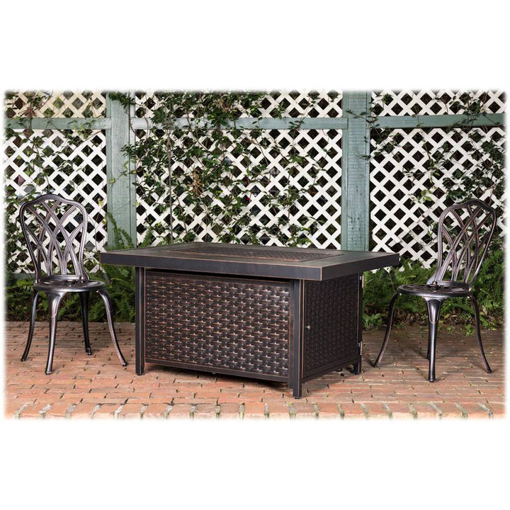 Fire Sense - Baker Rectangular Aluminum LPG Fire Pit - Brown_4