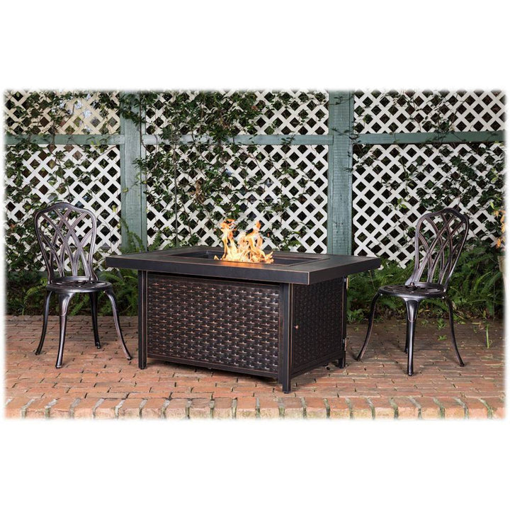 Fire Sense - Baker Rectangular Aluminum LPG Fire Pit - Brown_1