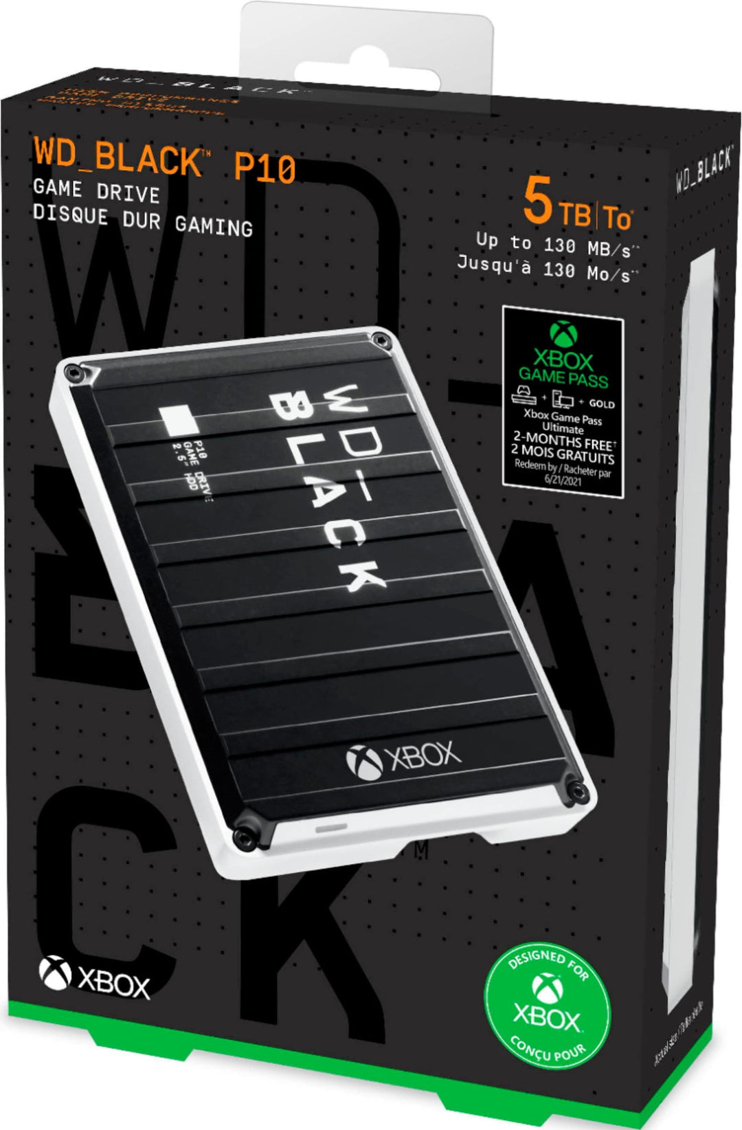 WD - WD_BLACK P10 Game Drive For Xbox 5TB External USB 3.2 Gen 1 Portable Hard Drive - Black With White Trim_8