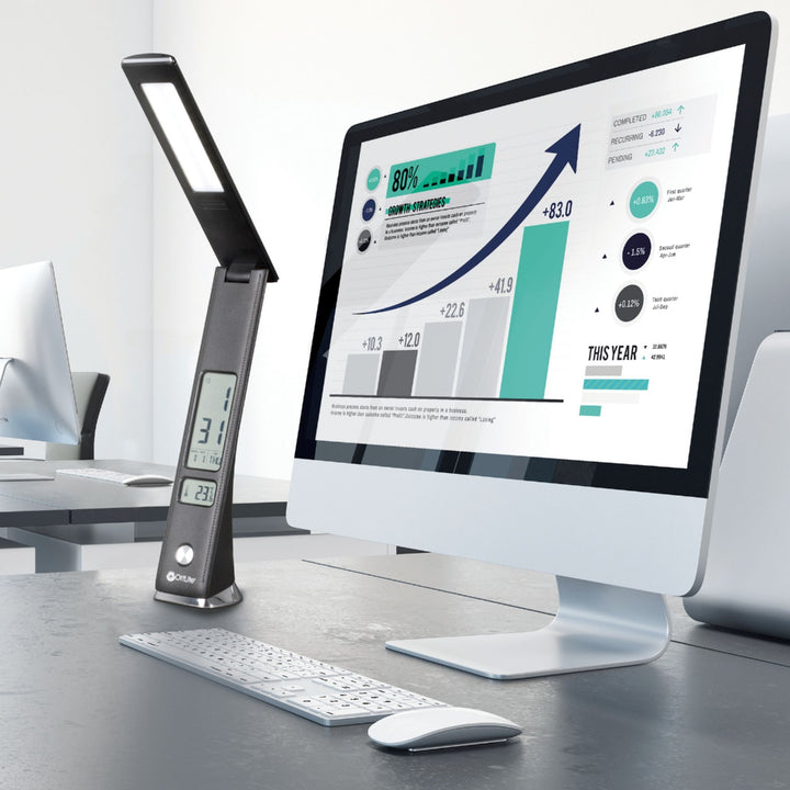 OttLite - Rise LED Desk Lamp w/ LCD Smart Display, USB Charging Port, 3 Brightness Settings, 3 Color Temperatures & Foldable Shade_8