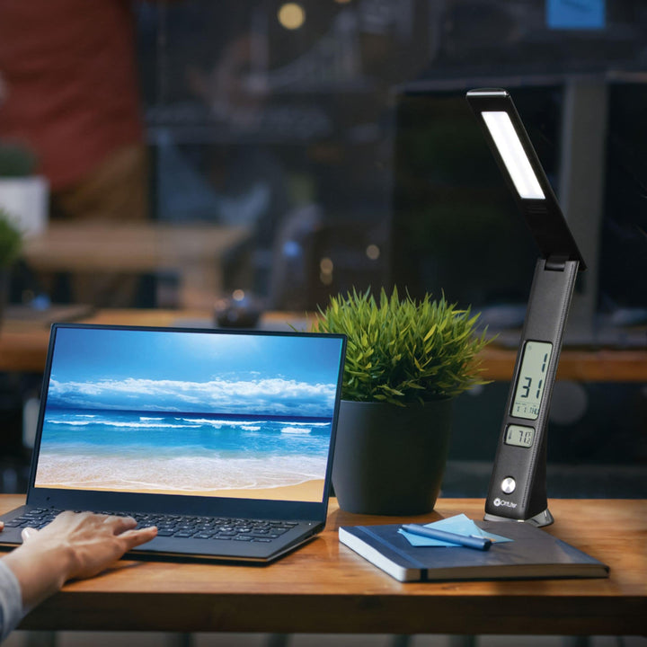OttLite - Rise LED Desk Lamp w/ LCD Smart Display, USB Charging Port, 3 Brightness Settings, 3 Color Temperatures & Foldable Shade_7