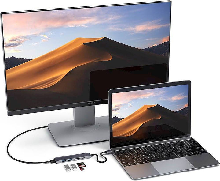 Satechi - Slim Multi-Port Adapter V2 with USB-C PD, 4K HDMI, Micro/SD Card Readers, USB 3.0 - 2020 MacBook Pro, 2020 iPad Pro - Space Gray_1