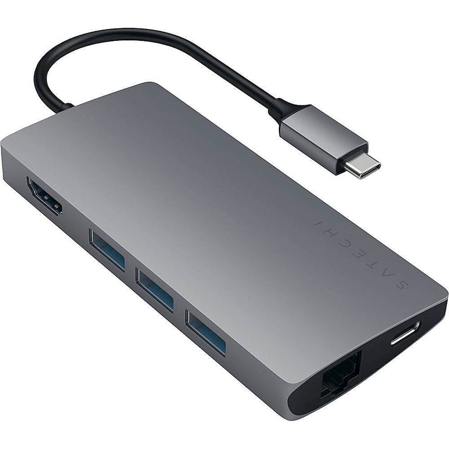 Satechi - Type-C Multi-Port Adapter V2-4K HDMI, Ethernet, USB-C, SD/Micro, USB 3.0 - MacBook Pro, MacBook Air - Space Gray_0