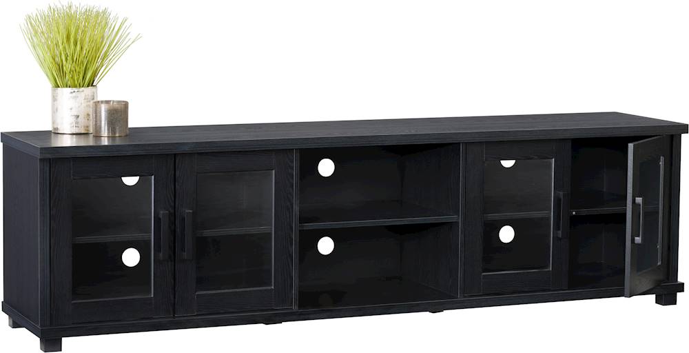 CorLiving - Fremont TV Bench with Glass Cabinets for TVs up to 95" - Ravenwood Black_7