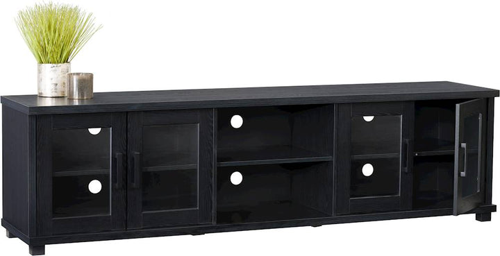 CorLiving - Fremont TV Bench with Glass Cabinets for TVs up to 95" - Ravenwood Black_7
