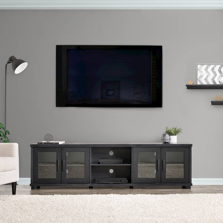CorLiving - Fremont TV Bench with Glass Cabinets for TVs up to 95" - Ravenwood Black_2