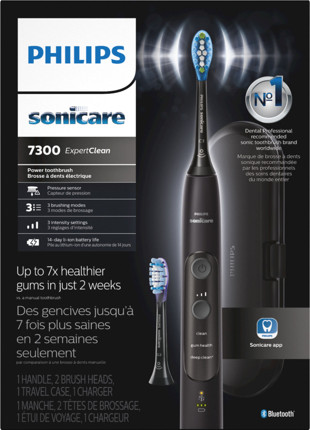 Philips Sonicare - Sonicare ExpertClean 7300 Rechargeable Toothbrush - Black_1