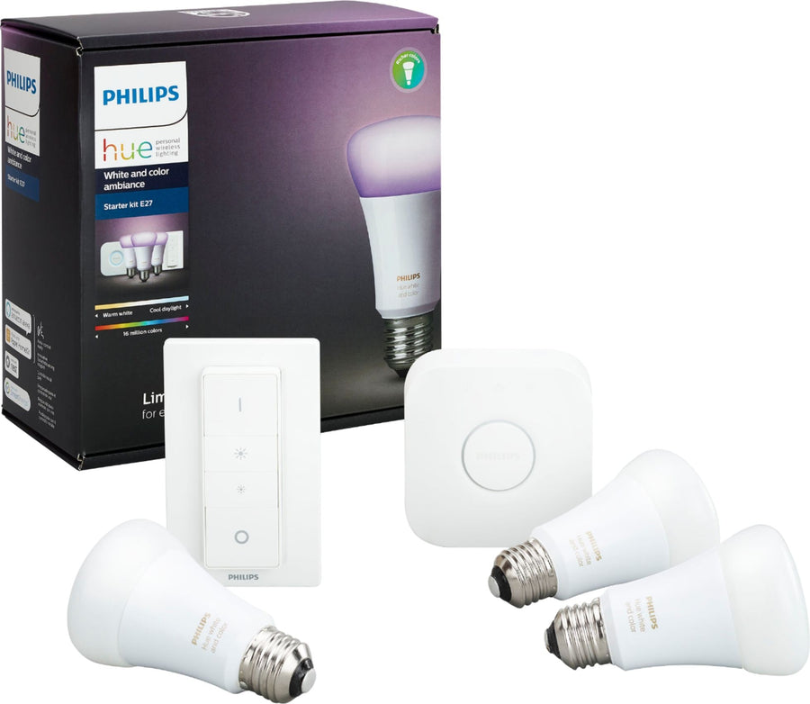 Philips - Hue White & Color Ambiance A19 LED Starter Kit - Multicolor_0