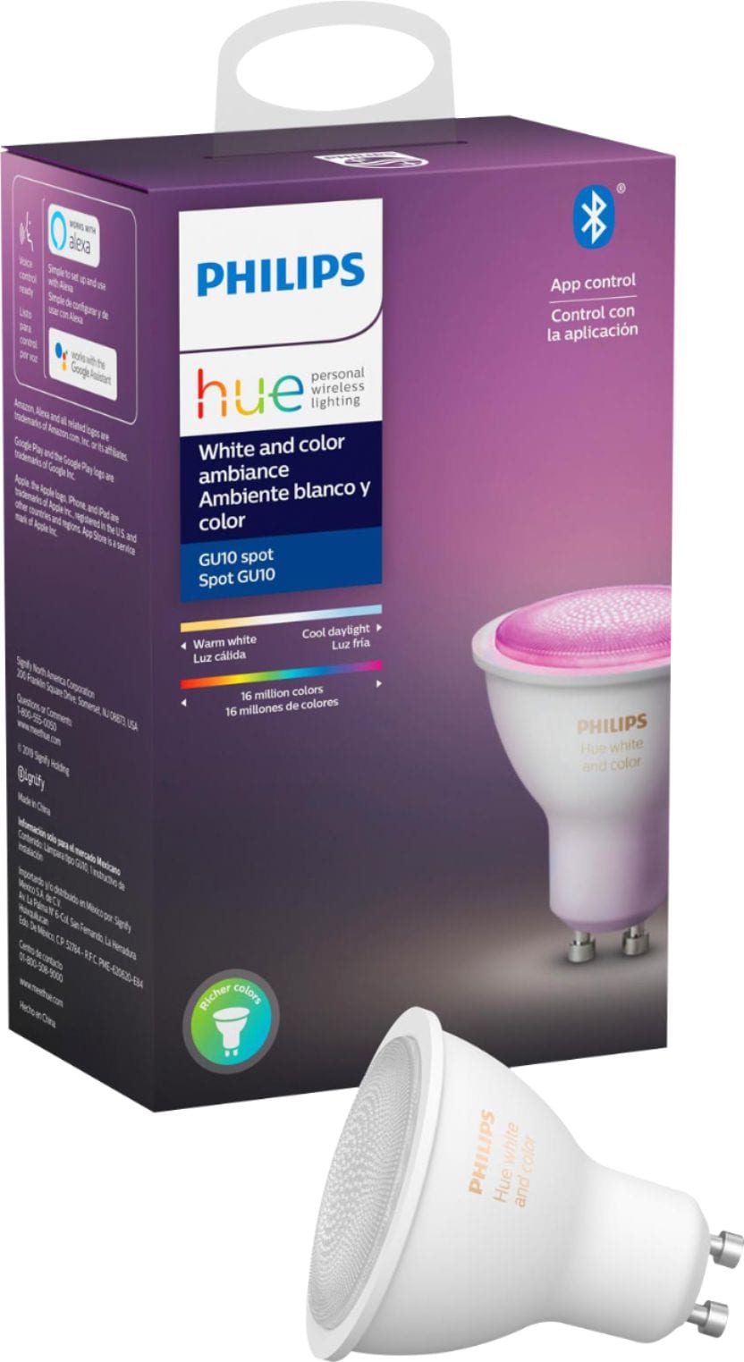 Philips - Hue White & Color Ambiance GU10 Bluetooth Smart LED Bulb - Multicolor_0