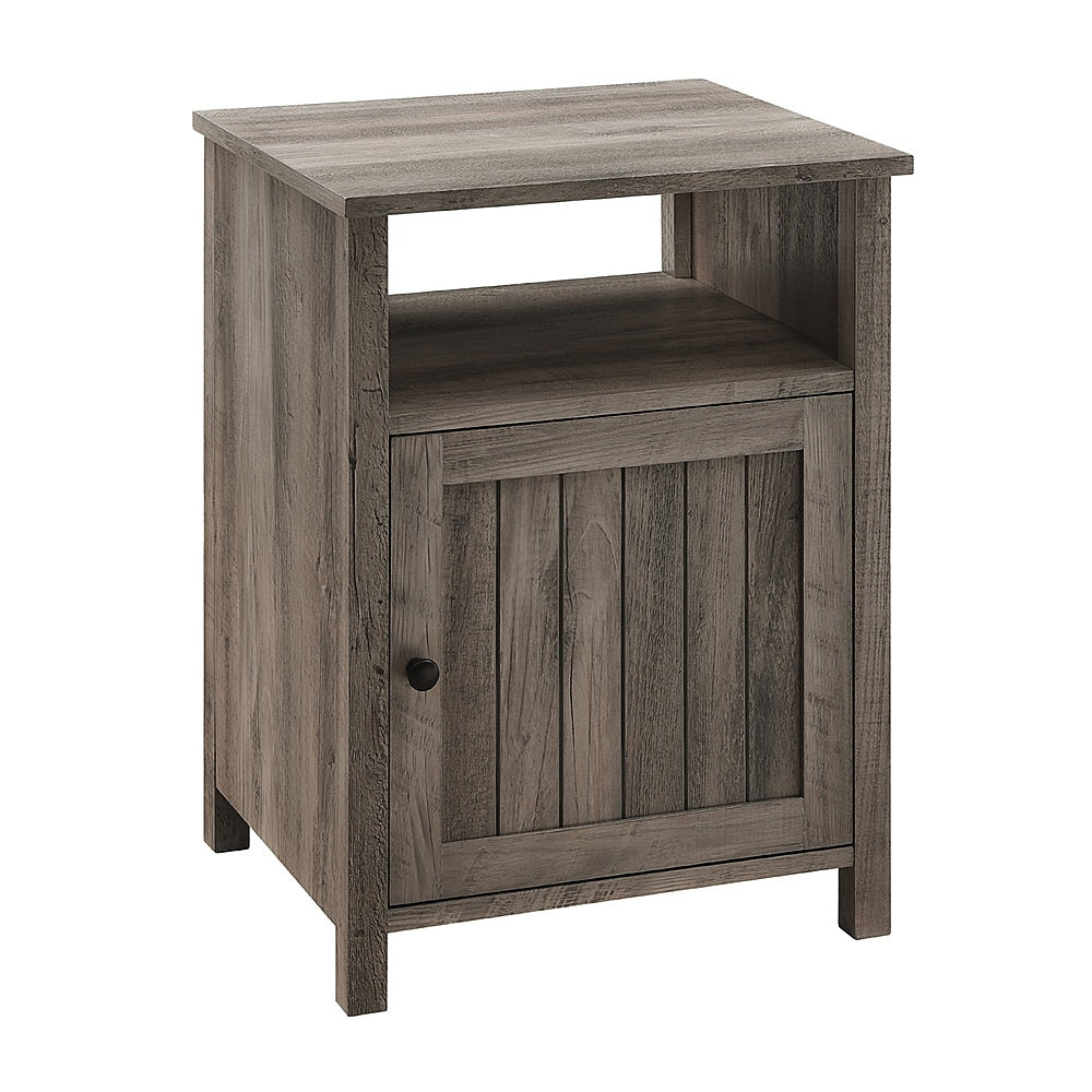 Walker Edison - Farmhouse Groove Door Side Table Cabinet - Gray Wash_1