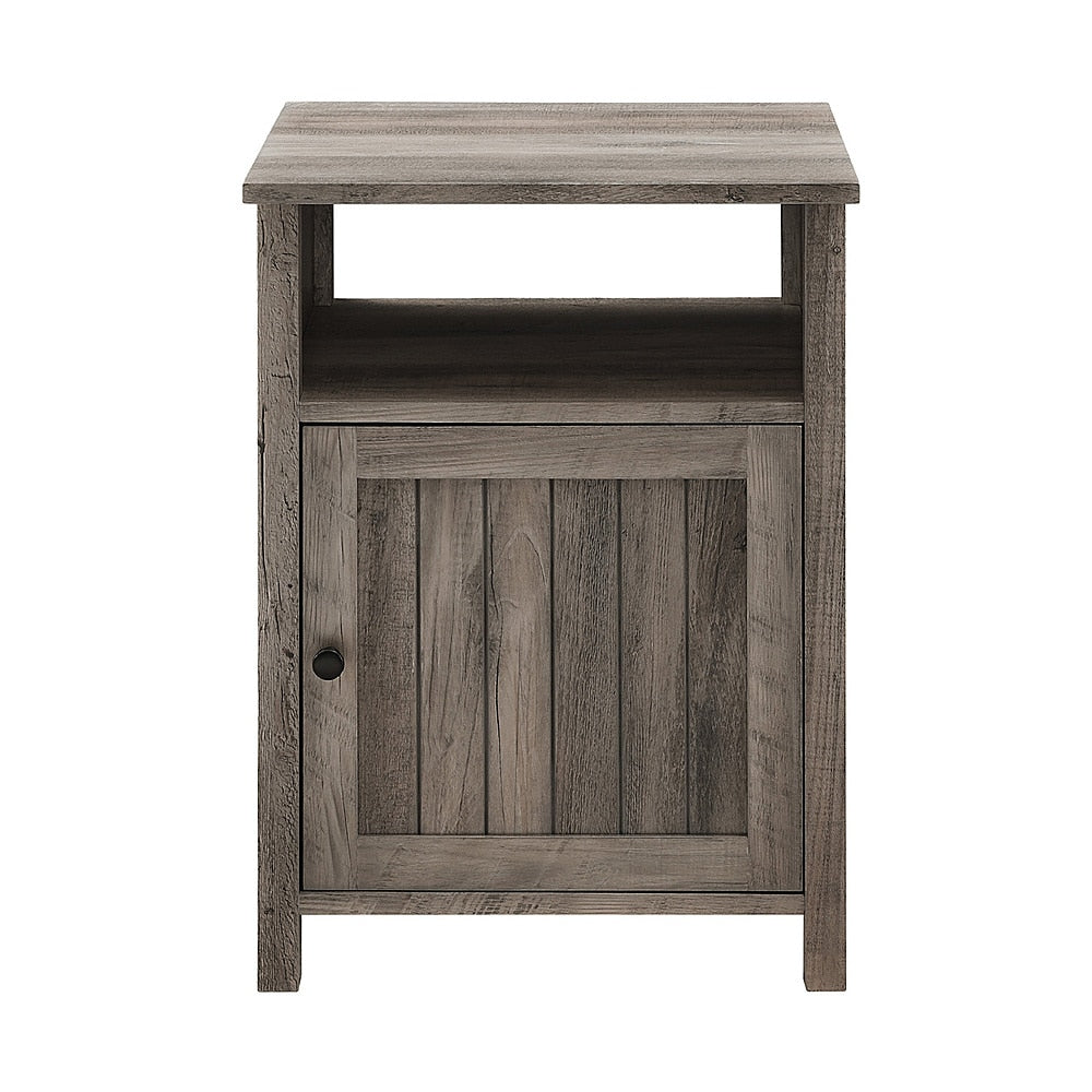 Walker Edison - Farmhouse Groove Door Side Table Cabinet - Gray Wash_0