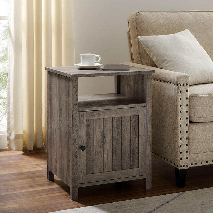 Walker Edison - Farmhouse Groove Door Side Table Cabinet - Gray Wash_4